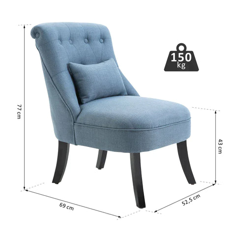 Rootz Armchair - Elegant Armchair - TV Chair - Blue - 52.5 x 69 x 77 cm