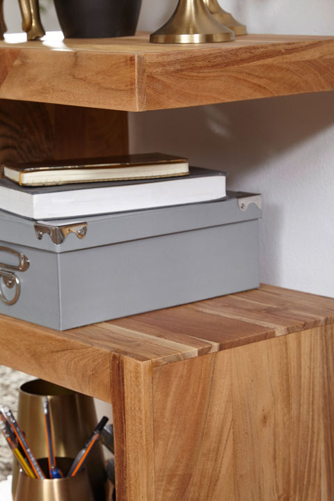 Rootz Beistelltisch – Massivholz – Akazie S Cube – 60 cm – Brauner Design-Couchtisch im Landhausstil