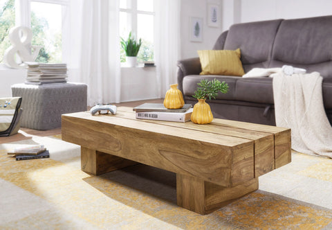 Rootz Coffee Table - Acacia Wood - Dark Brown Country Style - Living Room Design - 120cm Wide