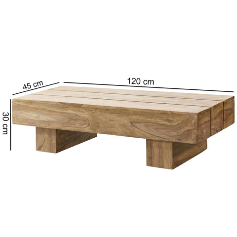 Rootz Coffee Table - Acacia Wood - Dark Brown Country Style - Living Room Design - 120cm Wide