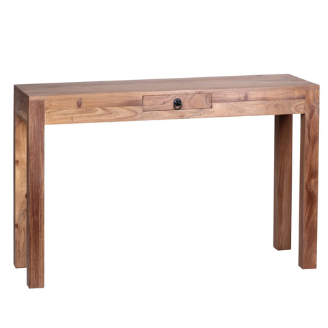 Rootz Console Table - Solid Wood Acacia - 1-Drawer Desk - Country-Style Sideboard - 120x40cm