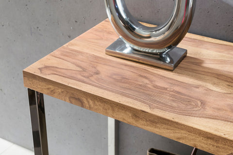 Rootz Console Table - Solid Wood Acacia - Metal Legs - Country Style Sideboard - 120 x 45 cm