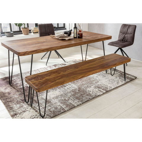 Rootz Dining Bench - Kitchen Bench - Solid Wooden Bench - 160 x 40 x 45 cm - Brown