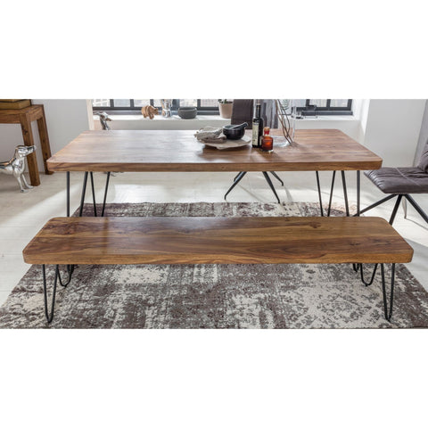 Rootz Dining Bench - Kitchen Bench - Solid Wooden Bench - 160 x 40 x 45 cm - Brown