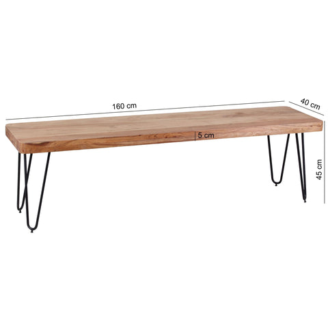 Rootz Dining Bench - Kitchen Bench - Solid Wood Bench - Acacia - 120/160/180 x 40 x 45 cm - Brown