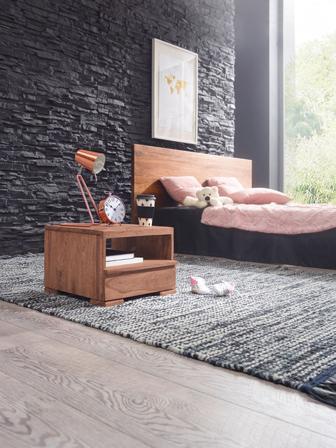Rootz Bedside Table - Acacia Wood - 1 Drawer Storage - Country-Style - Solid Wood - 30 cm Bedside Chest