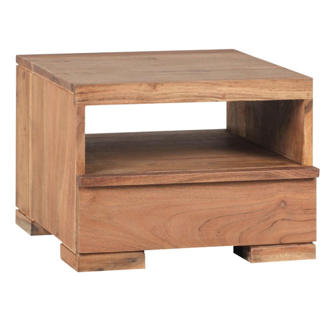Rootz Bedside Table - Acacia Wood - 1 Drawer Storage - Country-Style - Solid Wood - 30 cm Bedside Chest