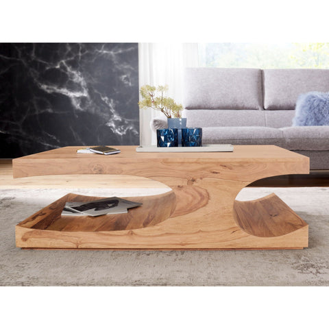 Rootz Couchtisch – Couchtisch aus Massivholz – Ablagefächer – Akazienholz – Braun