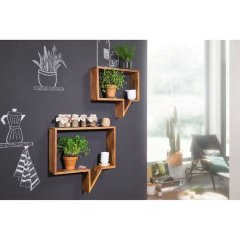 Rootz Speech Bubble Wall Shelves - Set of 2 - Book Shelves - Decoration Shelf - Wall Shelf - Solid Wood - Brown