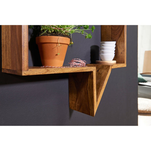 Rootz Speech Bubble Wall Shelves - Set of 2 - Book Shelves - Decoration Shelf - Wall Shelf - Solid Wood - Brown