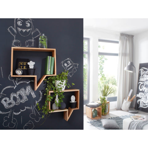 Rootz Speech Bubble Wall Shelves - Set of 2 - Book Shelves - Decoration Shelf - Wall Shelf - Solid Wood - Brown