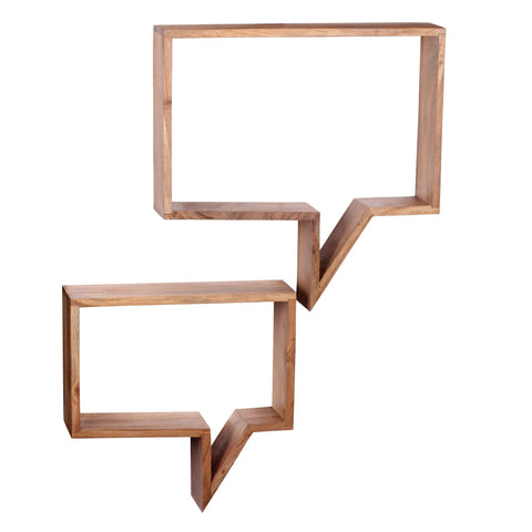 Rootz Speech Bubble Wall Shelves - Set of 2 - Book Shelves - Decoration Shelf - Wall Shelf - Solid Wood - Brown