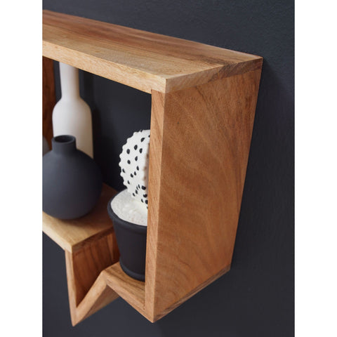 Rootz Speech Bubble Wall Shelves - Set of 2 - Book Shelves - Decoration Shelf - Wall Shelf - Solid Wood - Brown