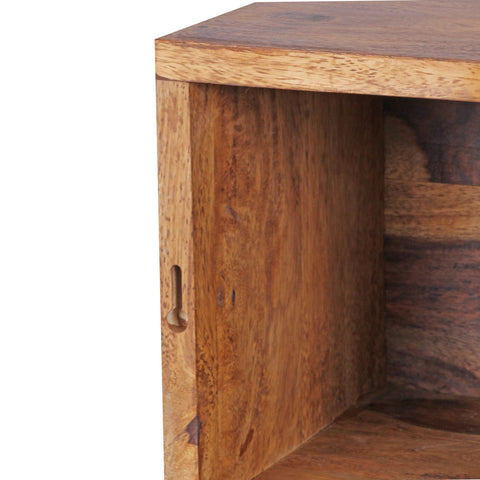 Rootz Wall Shelves - Set Of 4 - Blocks - 25/20 cm - Brown - Solid Wood - - Decoration