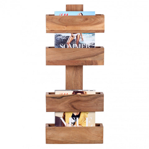 Rootz Solid Acacia Magazine Rack - Magazine Holder - Newspaper Rack - Newspaper Holder - Wood - Brown