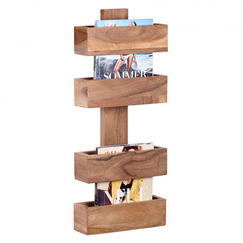 Rootz Solid Acacia Magazine Rack - Magazine Holder - Newspaper Rack - Newspaper Holder - Wood - Brown