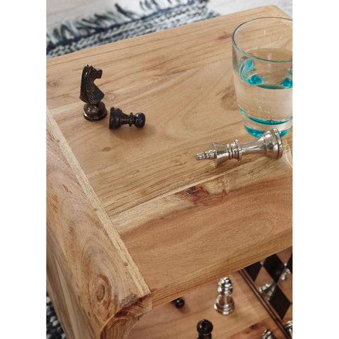 Rootz Side Tables - Set Of 2 - Bedside Tables - Cube - Open Storage Space - Solid Wood - Acacia - Brown