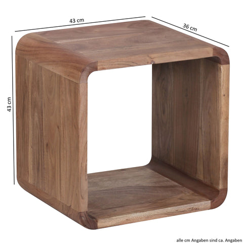 Rootz Side Tables - Set Of 2 - Bedside Tables - Cube - Open Storage Space - Solid Wood - Acacia - Brown