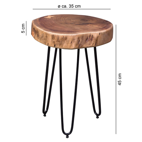 Rootz Side Table - Coffee Table - Solid Wood - Acacia Wood - 35 x 35 cm - Brown - Black