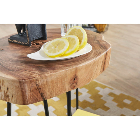 Rootz Side Table - Coffee Table - Solid Wood - Acacia Wood - 35 x 35 cm - Brown - Black