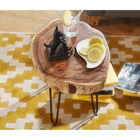 Rootz Side Table - Coffee Table - Solid Wood - Acacia Wood - 35 x 35 cm - Brown - Black