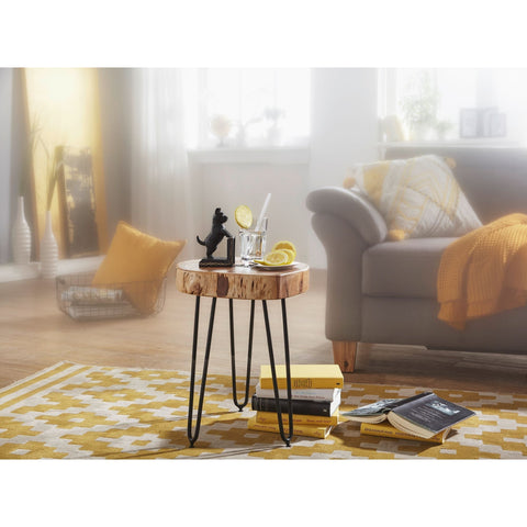 Rootz Side Table - Coffee Table - Solid Wood - Acacia Wood - 35 x 35 cm - Brown - Black