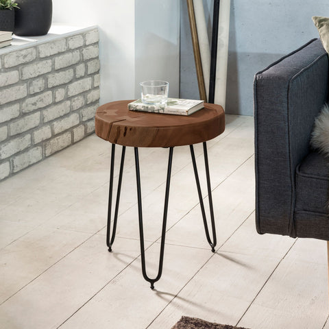 Rootz Side Table - Solid Wood Side Table - Side Table - - Brown