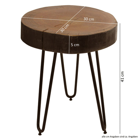Rootz Side Table - Solid Wood Side Table - Side Table - - Brown
