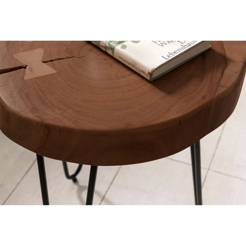 Rootz Side Table - Solid Wood Side Table - Side Table - - Brown