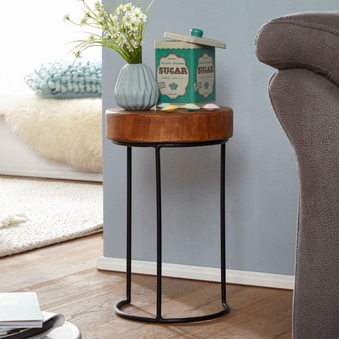 Rootz Side Table - Solid Wood Side Table - Side Table - Coffee Table - 28 cm - - Brown