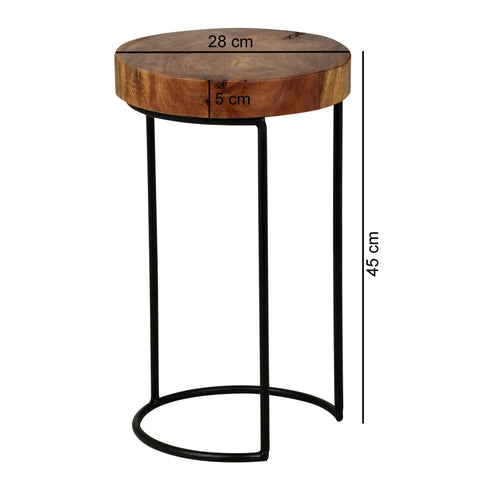 Rootz Side Table - Solid Wood Side Table - Side Table - Coffee Table - 28 cm - - Brown