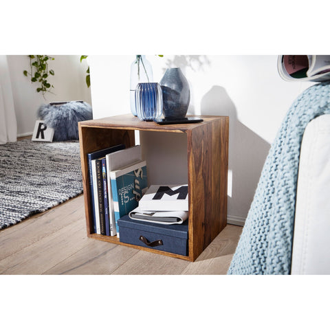 Rootz Side Table - Cube Side Table - Square Side Table - Wood - Solid Wood - 43.5 x 43.5 cm