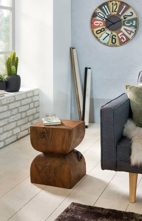 Rootz Beistelltisch – Palisander-Massivholz – Rustikaler dekorativer Blumentisch – Kleiner Sofa-Anbautisch aus Holz – Braun – 30 x 45 x 30 cm 