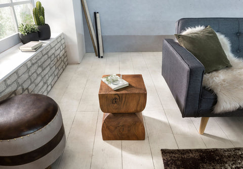 Rootz Beistelltisch – Palisander-Massivholz – Rustikaler dekorativer Blumentisch – Kleiner Sofa-Anbautisch aus Holz – Braun – 30 x 45 x 30 cm 