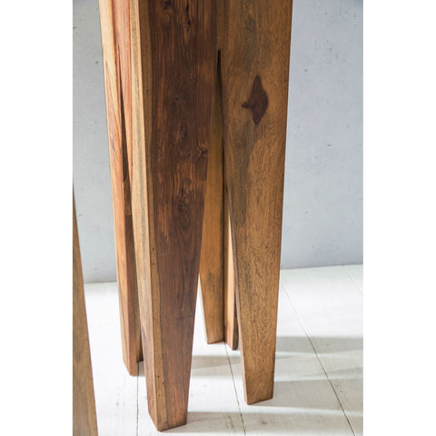 Rootz Giraffe Side Tables - Set of 3 - Solid Wood Side Tables - Oblong Side Table - Sheesham/Acacia - Brown