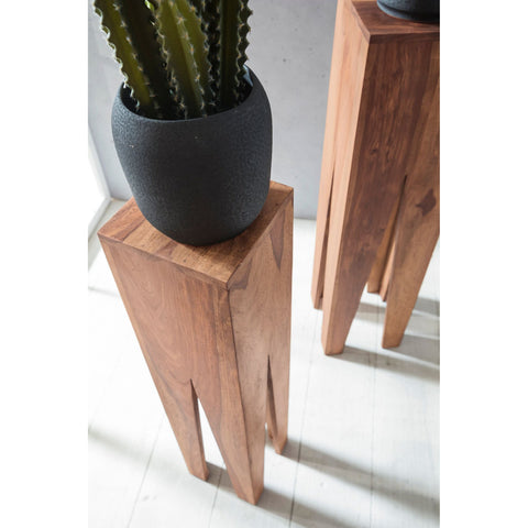 Rootz Giraffe Side Tables - Set of 3 - Solid Wood Side Tables - Oblong Side Table - Sheesham/Acacia - Brown