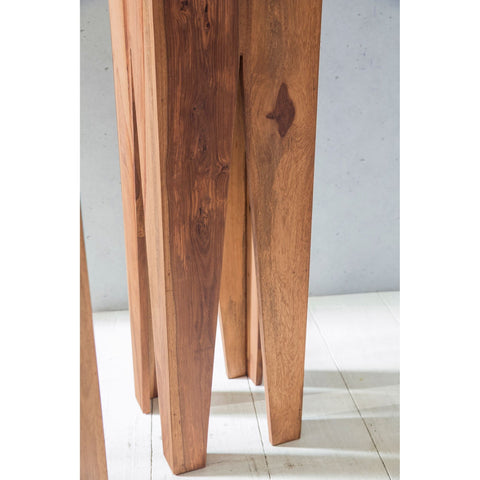 Rootz Giraffe Side Tables - Set of 3 - Solid Wood Side Tables - Oblong Side Table - Sheesham/Acacia - Brown