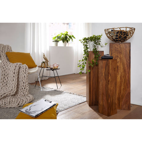 Rootz Side Tables - Set Of 3 - Solid Wood - - Pillars - Decoration - 24.5 x 85 x 24.5 cm