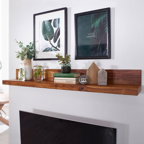 Rootz Wall Shelf - Solid Wood Sheesham - 80 cm - Country Style Hanging Shelf - Natural Product