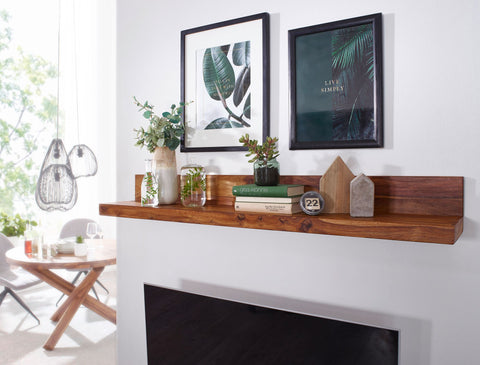 Rootz Wall Shelf - Solid Wood Sheesham - 80 cm - Country Style Hanging Shelf - Natural Product