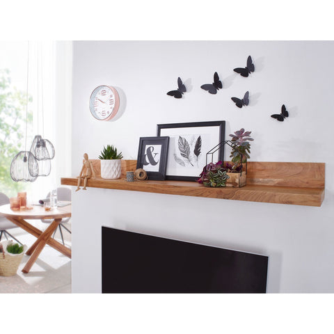 Rootz Wall Shelf - Solid Wood Wall Shelf - Bookshelf - Solid Acacia - Brown - 110 cm