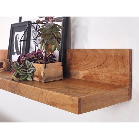Rootz Wall Shelf - Solid Wood Wall Shelf - Bookshelf - Solid Acacia - Brown - 110 cm