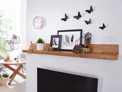 Rootz Wall Shelf - Solid Wood Acacia - 160 cm - Country Style Hanging Shelf - Natural Product