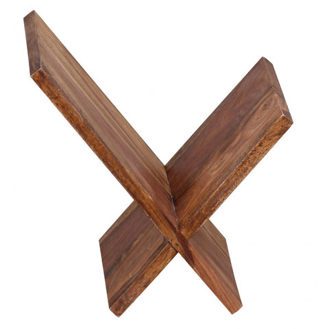 Rootz Magazine Rack - X-Shaped - Solid Wood Sheesham - 31 cm - Country House Style - Design Prospectus Holder