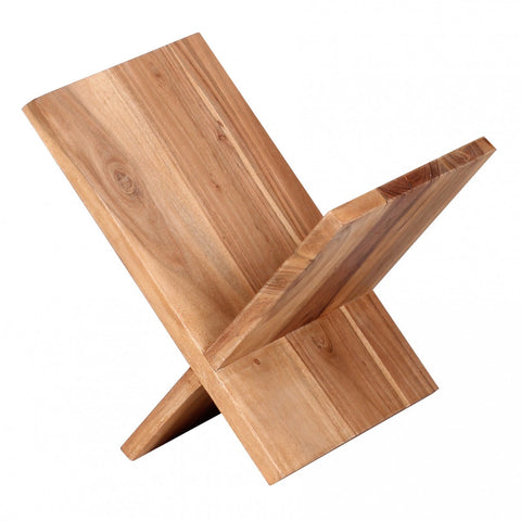 Rootz Magazine Rack -  X-Shaped - Solid Wood Acacia - 31 cm - Country House Style - Design Prospectus Holder