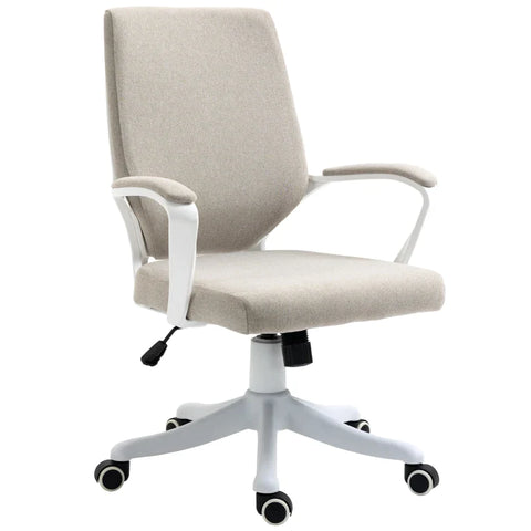 Rootz Office Chair - Desk Chair - Swivel Chair - Ergonomic Office Chair - Home Office Chair - With Rocker Function Backrest - Height Adjustable - 360° Swivel - Beige + White - 62x69x92-100 cm