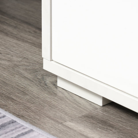 Rootz TV Furniture - Drawers - 2 Open Shelves - Storage Compartment - 100 x 40 x 45 cm - Processed Wood - Glass - White