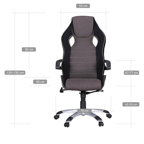 Rootz Executive Chair - Gray Gaming - Racing Swivel Chair - 120kg Load Capacity - Synchronous Mechanism - Desk Chair