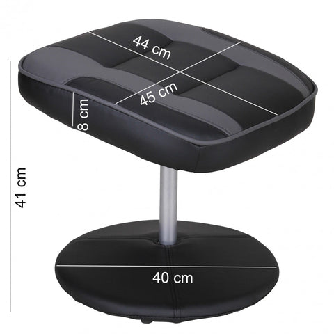 Rootz Lounge Chair – vom Rennsport inspiriertes Design aus schwarzem und grauem Kunstleder – drehbar mit Racer-Hocker 