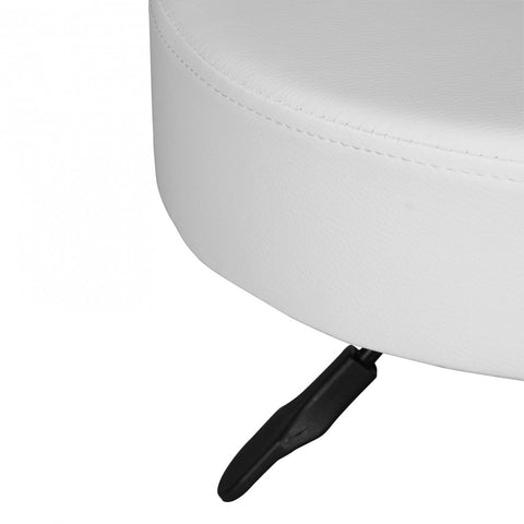 Rootz Work Stool - White Design- Faux Leather - Padded - XL Size - Wheels - Backrest-Free